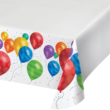 Creative Converting Balloon Blast Plastic Tablecloth, 102"x54", 6PK 315296